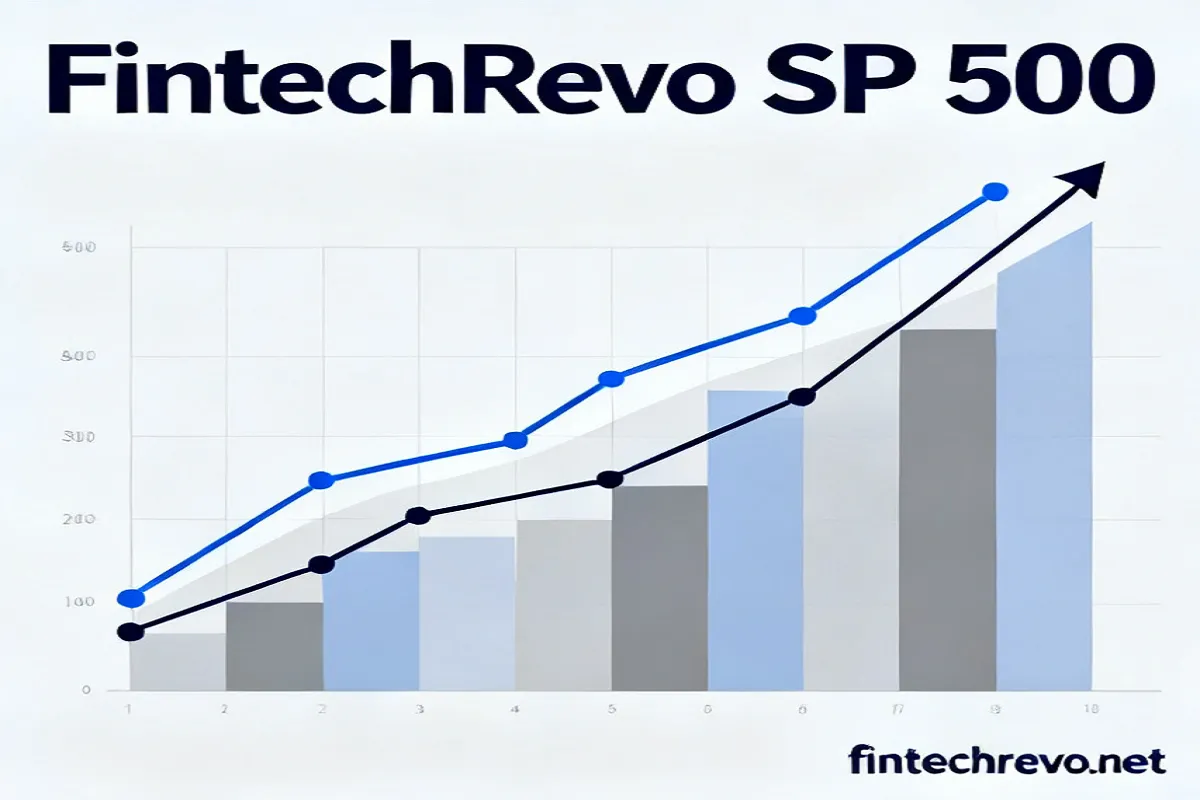 FintechRevo SP 500 growth chart with upward trend lines and bars, branded fintechrevo.net.Select 86 more words to run Humanizer.